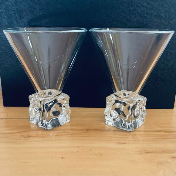 Vintage Di Saronno Melting Ice Cube Glasses Martini Rocks Cocktail Barware - Picture 3 of 11